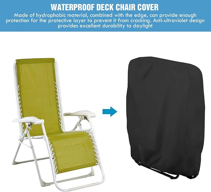 Zero Gravity Chair Covers 2 PCS, Outdoor Zero Gravity Folding Patio Chair Covers Waterproof Dustproof Gravity Chair Cover with Storage Bag(32.3" W x 7.9" D x 36.6" H) (Black)