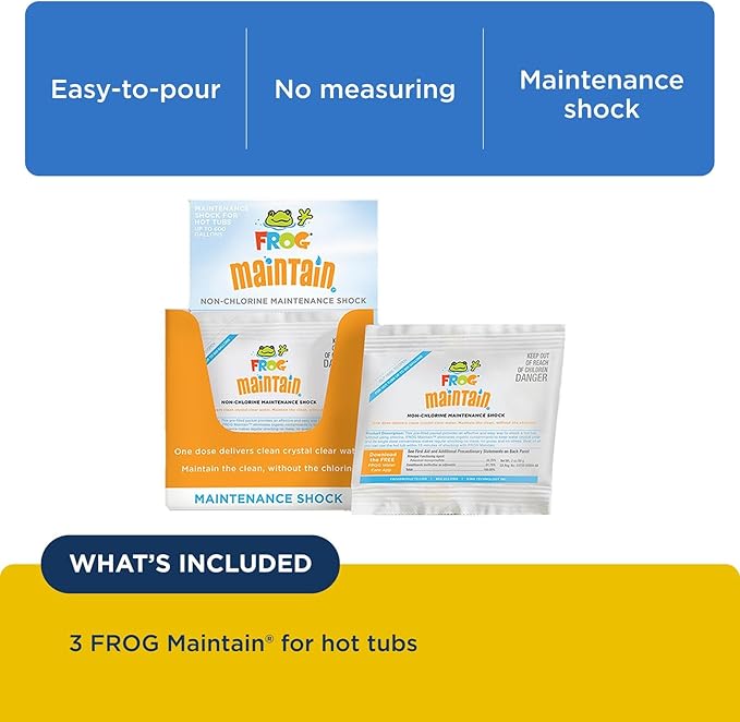 FROG Maintain for Hot Tubs - Non-Chlorine Shock for use with All Hot Tub FROG Sanitizing Systems - Single Dose Packets for Easy Hot Tub Maintenance & Treatment - 3 Pack