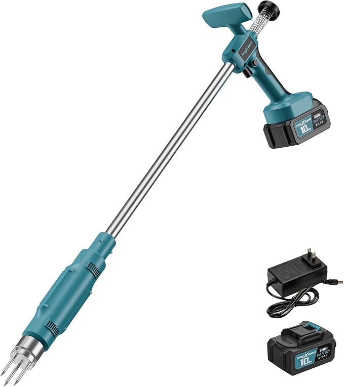 Weed Puller Tool,Electric Stand Up Weed Puller Tool, 21V Battery Powered w/ 1pcs 3000mAh,Heavy Duty 3-Claw Steel Root Weeder,for Dandelion Lawn Garden Yard（Blue）