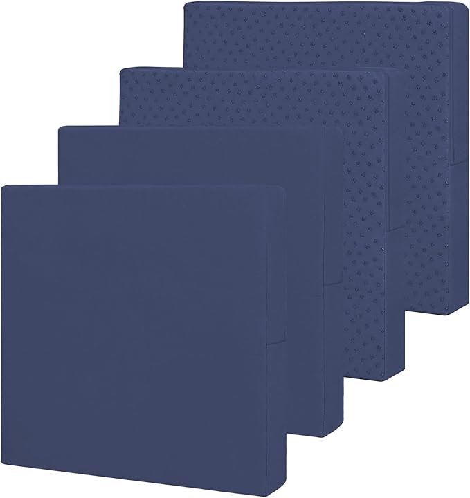 Easy-Going Waterproof Patio Cushion Covers ONLY Cover 20x18x4 inch 4 Pack Replacement Non-Slip Outdoor Seat Cushion Slipcover with Zipper. Navy