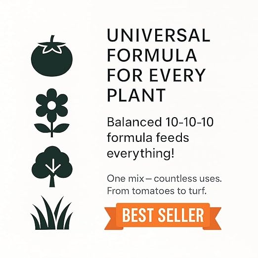 Gardenera Premium 10-10-10 All Purpose Liquid Plant Food - Professional Grade Garden Fertilizer Concentrate for Lawns, Trees, Plants, Vegetables, Fruits & Flowers - Makes 48 Gallons - (8 OZ)