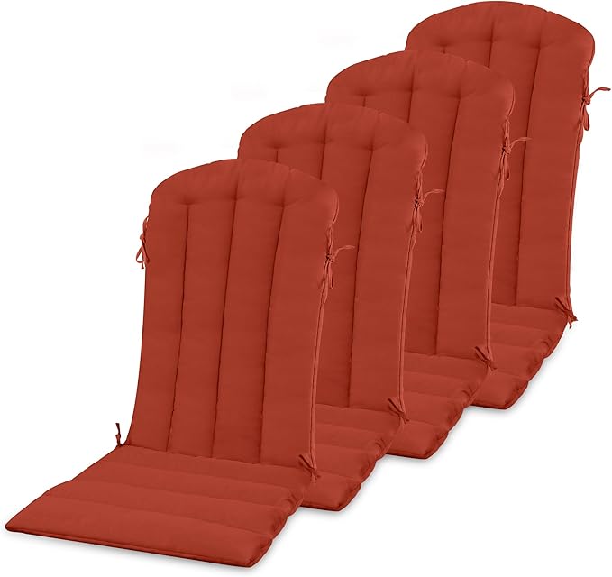 YEFU Adirondack Chair Cushion, Rocking Chair Cushions with Straps, Folding Patio Chair Pad for Indoor and Outdoor, 19.7x18.9x1.5 Inch, Burnt Orange, 4-Pack