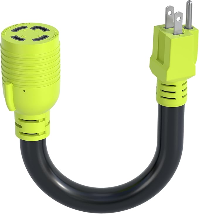 NEMA 5-15P to L14-30R Power Adapter Cord - 15 Amp Male Plug to 30 Amp Female Generator - Household 3 Prong to 4 Prong Twist Lock, STW 10AWG 1FT