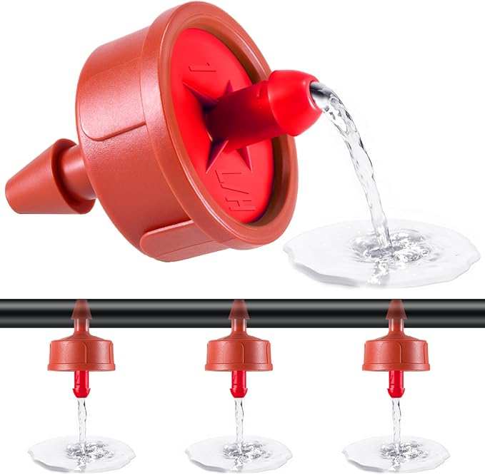 300 PCS 4 GPH Pressure Compensating Drip Irrigation Spot Dripper, Max Flow Drip Irrigation Emitters Heads for Dry Soil Thirsty Plants, Irrigation Drippers Parts for Arid Area Outdoor Irrigation