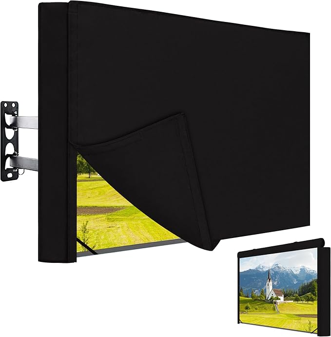 Easy-Going Outdoor TV Cover with Roll Up Front Flat for 65-70 inch, Waterproof and Weatherproof TV Cover for Flat Screen TV, Black