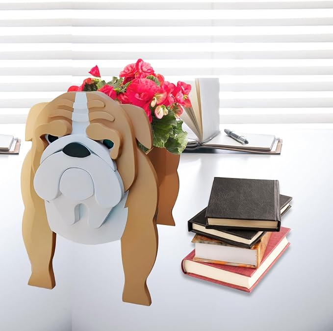 English Bulldog Dog Planter Plant Pots,Cute Dog Flower Planter,Gifts for Pet Lovers,Unique Animal Plant Pots,Office,Indoor Outdoor Garden Decor（9.45 * 7.48 * 10.63in）