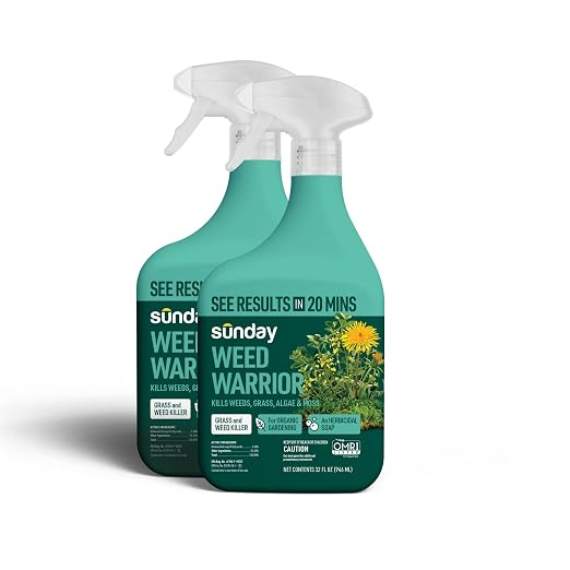 Sunday Weed Warrior, 32oz, 2 Pack - Grass & Weed Killer - Organic, Ready-to-Use Weed Killer Spray - Herbicide Spot Treatment - Kills Weeds, Grass, Algae and Moss