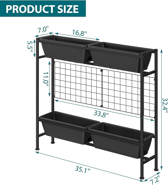 OYEAL Raised Garden Beds Outdoor with Legs 32" Tall Herb Garden Planters Box Raised Flower Beds for Gardening, Vertical Privacy Planter with Trellis for Patio, Porch, Backyard, Balcony, Grey