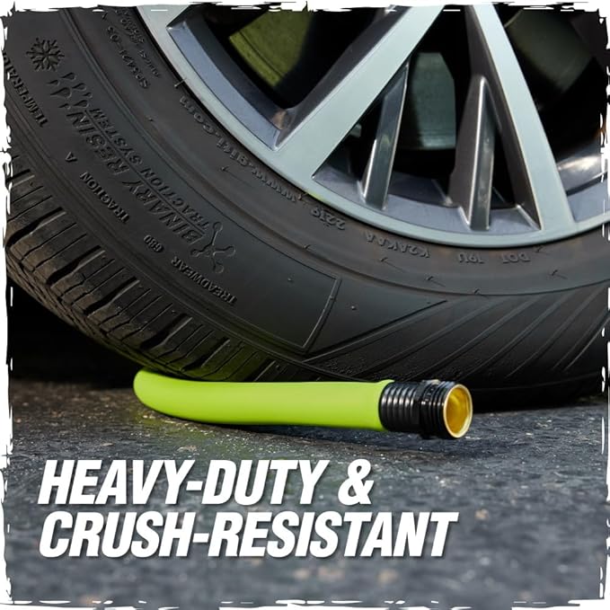 RUGGED RHINO Heavy Duty Garden Hose 25ft x 5/8in, Anti-Kink and Leakproof, Durable 4-Layer Construction, 500 PSI Burst, All Weather Outdoor Watering for Lawn, Garden, Flowers, Green and Black