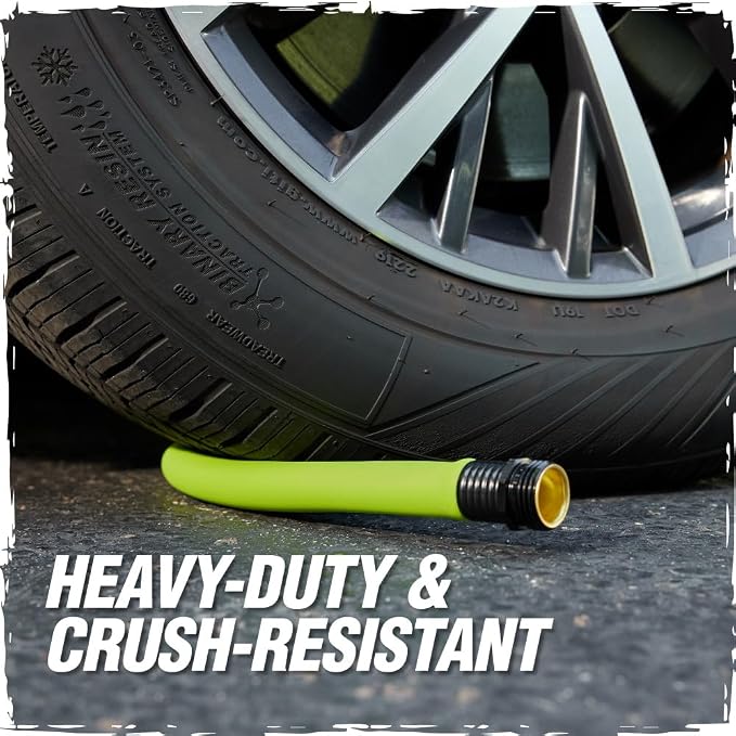 RUGGED RHINO Heavy Duty Garden Hose 75ft x 5/8in, Anti-Kink and Leakproof, Durable 4-Layer Construction, 500 PSI Burst, All Weather Outdoor Watering for Lawn, Garden, Flowers, Green and Black