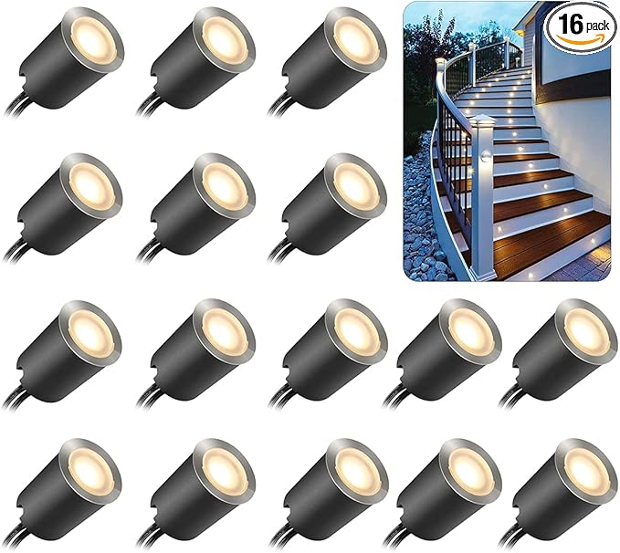 Recessed LED Deck Light Kits with Protecting Shell φ32mm,SMY In Ground Outdoor LED Landscape Lighting IP67 Waterproof,12V Low Voltage for Garden,Yard Steps,Stair,Patio,Floor,Kitchen Decoration