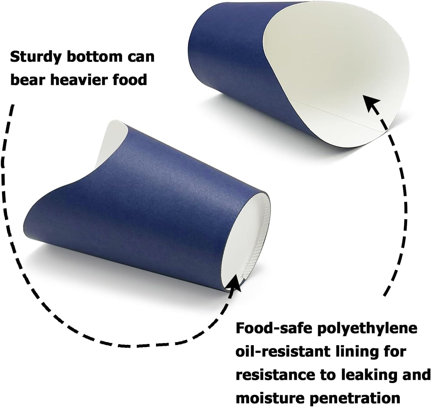 CAMKYDE 50 Pcs French Fries Holder, 12oz Disposable Paper French Fry Cups Charcuterie Cups for all Occasions (12oz, Navy)