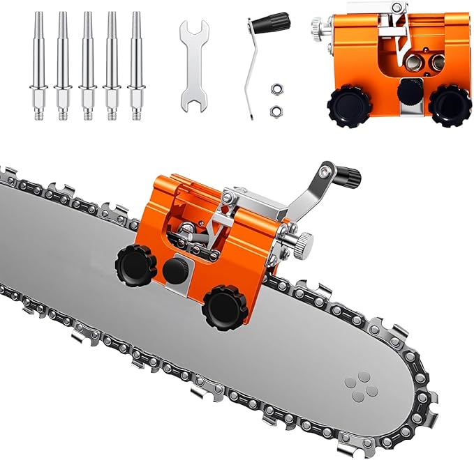 QTG Manual Chain Saw Sharpener,Adjustable Clamp & Precision Guide,Portable Metal Attachment,8-22" Chain/Electric Saws