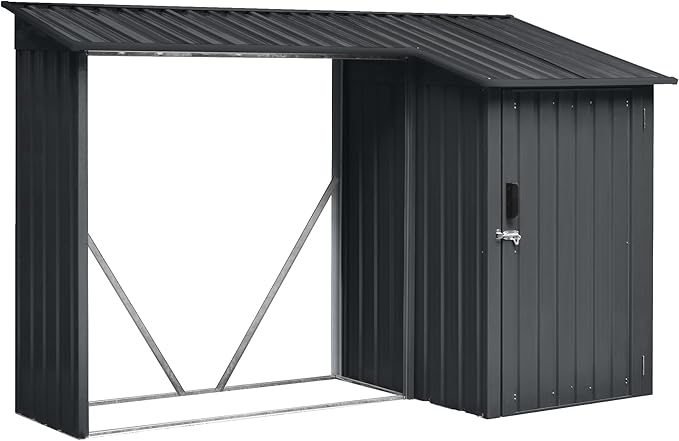 RTS Home Accents Wood Shed with Locker, Graphite Color