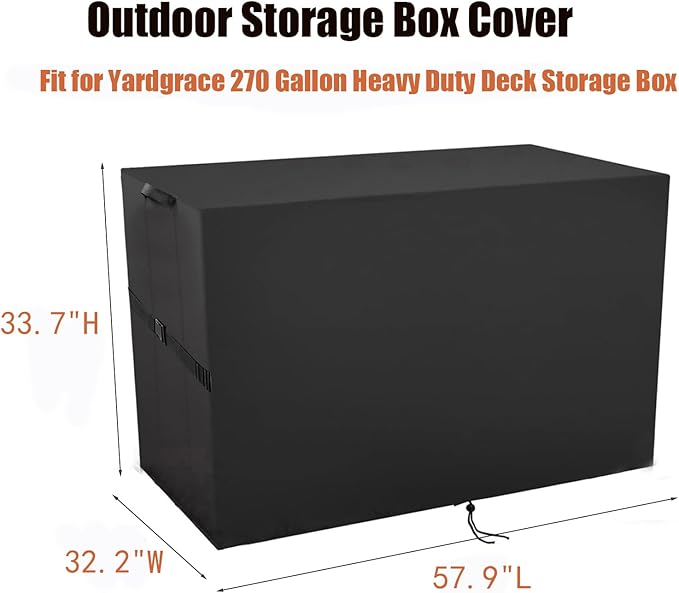 Outdoor Storage Box Cover for Yardgrace 270 Gallon Deck Storage Box, Heavy Duty Waterproof Resin Storage Bin Cover Universal Fit Deck Box Covers-57.9"L x 32.2"W x 33.7"H