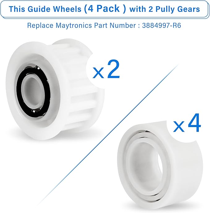 Pokin Pool Cleaner Accessories, The Climbing Ring Replacement 6101611-R4, Timing Track 9985006-R2 and 3884997-R6 Guide Wheels Pulley Gears Combo Kits for Maytronics Dolphin Nautilus cc Plus Parts