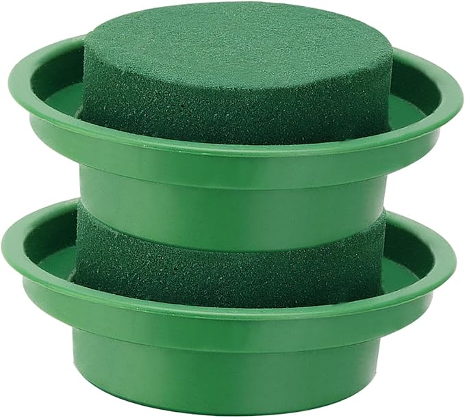 PINGEUI 20 Pack 4.7 Inch Floral Foam with Bowl, Round Wet Floral Foam, Green DIY Flower Arrangement Kit, Flower Supplies Foam for Decoration