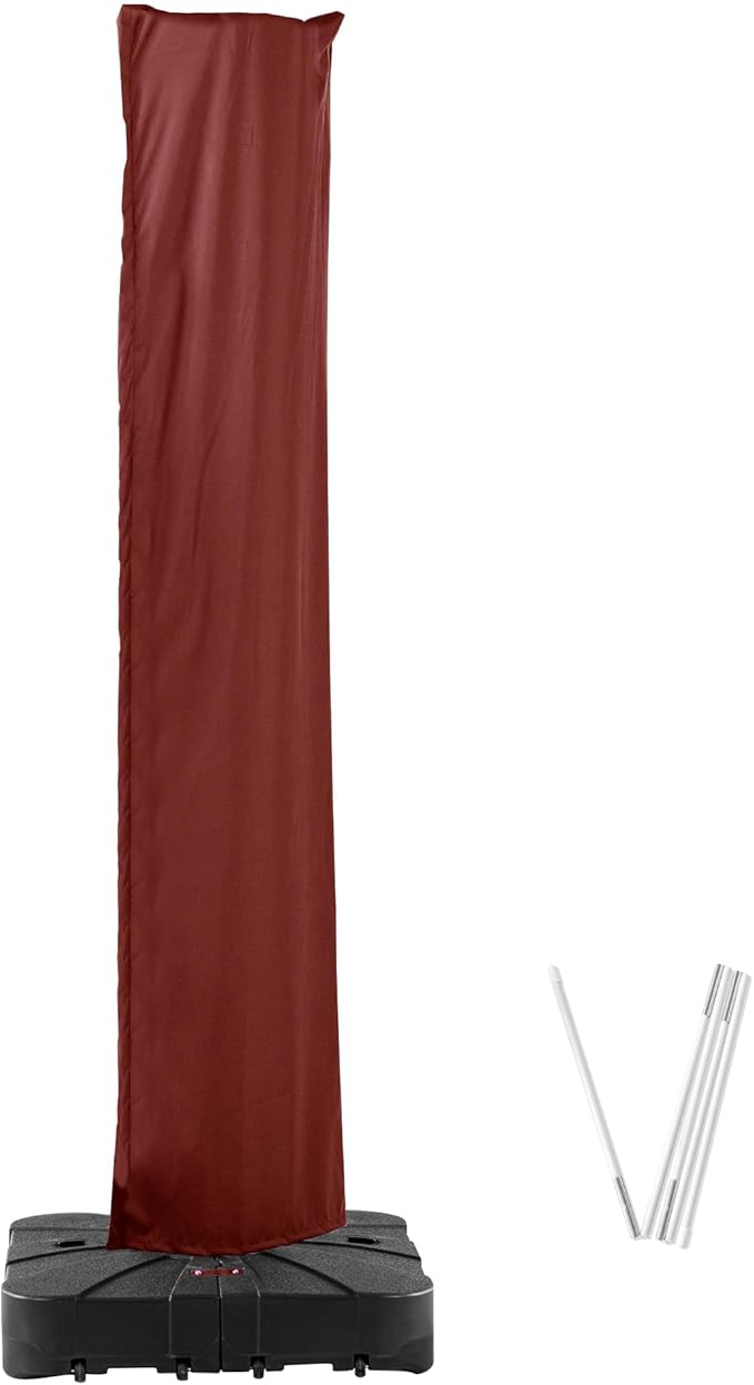 Patio Umbrella Cover Waterproof UV Resistant Outdoor Cantilever Umbrella Covers with Zipper and Rod, Wine Red