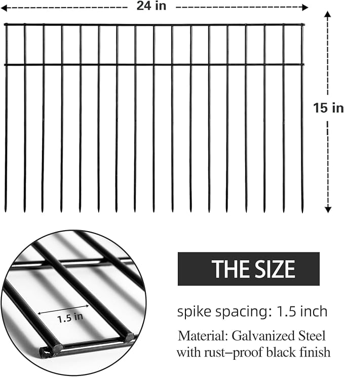 Adavin Animal Barrier Fence, 5 Pack 24 in(L) X 15 in(H) Dog Digging Fence Barrier with 1.5 in Spacing, Metal Dog Fence for the Yard, Patio. Total 10 Ft(L)