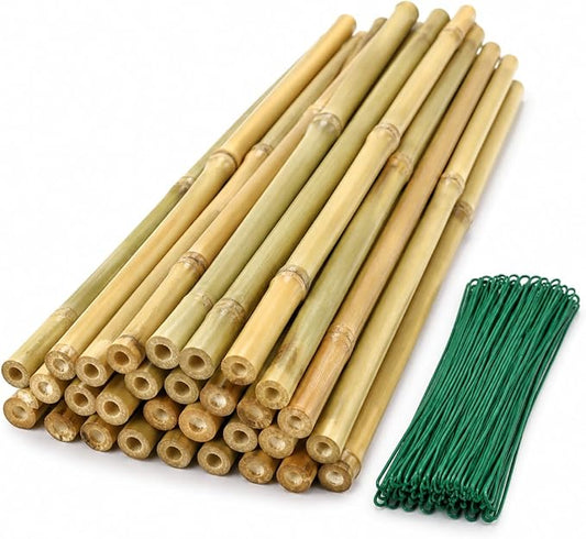 20 Pcs 16 inch Bamboo Garden Stakes with Ties Natural Bamboo Plant Stakes for Tomatoes (20pcs-16inch)