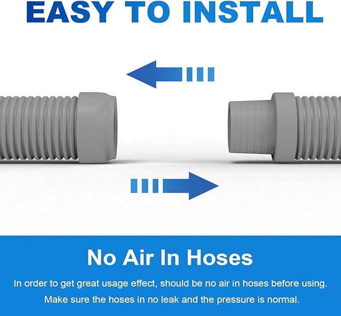 Poolvio Pool Vacuum Hose 2-Pack, Spare & Replacement, 40" Flexible Spiral-Wound Hose with 1.5" Male & Female Cuff Ends, Compatible with Most Inground Pool Automatic Cleaners, Gray