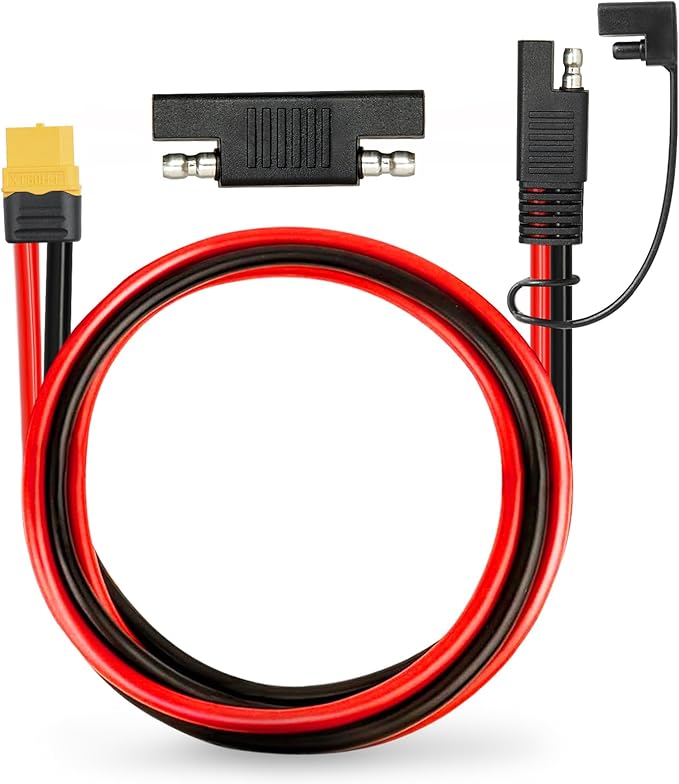 MOOKEERF 6FT XT60 Female to SAE Cable with SAE Polarity Reverse Adapter for Portable Power Station, Solar Panel, Solar Generator