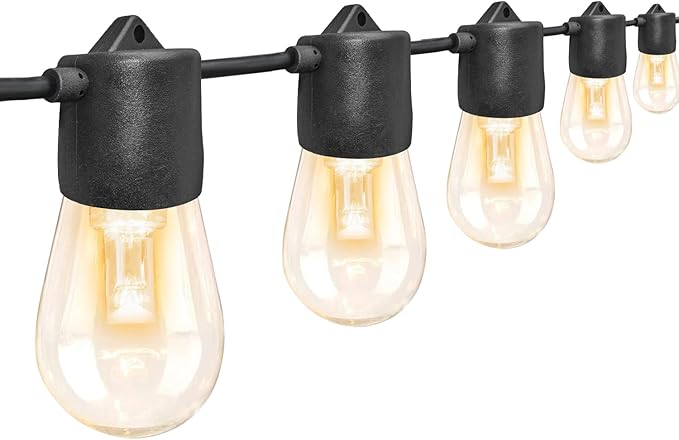 GANA 12V Low Voltage & Safe LED Outdoor String Lights,96FT 30 Shatterproof Bulbs, 2200K Warm White Pergola Lights for Your House's, Garden, Fence, Porch,Balcony,and Bistro（96FT）