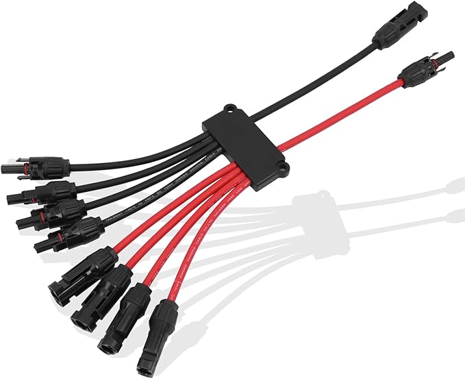Solar Parallel Connectors for 4 Solar Panels, Tool-Free Solar Panel Connectors Cable 2 to 8 Y Branch Parallel Adapter, IP68 Waterproof Wires Splitter 10AWG for Solar Cable Extension(FMMMM/MFFFF)