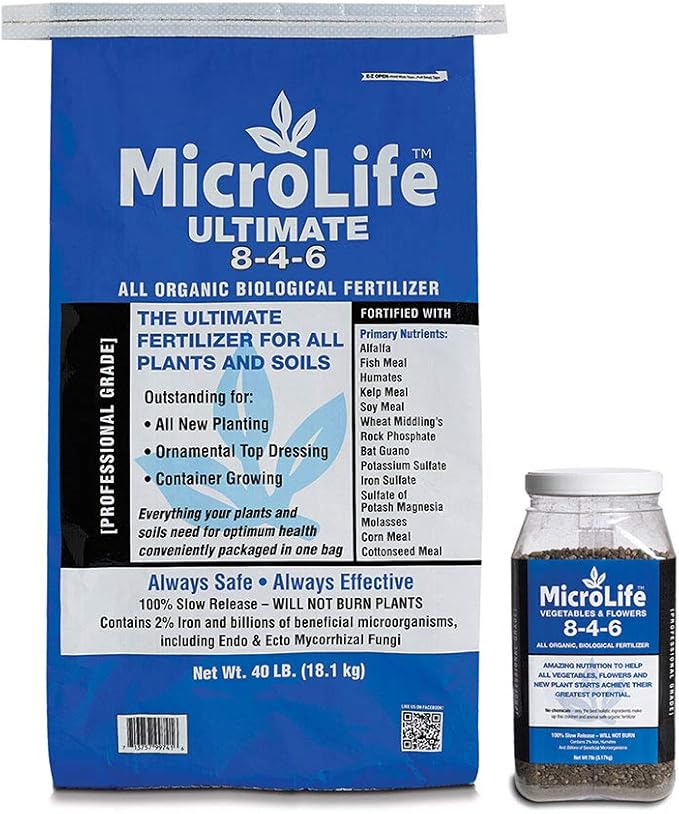 MicroLife Ultimate (8-4-6) Professional Grade Granular Organic Fertilizer for All Vegetables, Flowers Trees and Bushes, 7 LBS