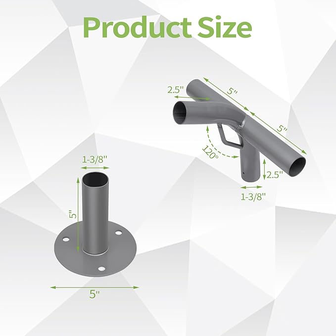 2 Leg High Peak Canopy Fitting Kit, Extension for Middle Part, Galvanized Steel Carport Connectors with 1-3/8" ID