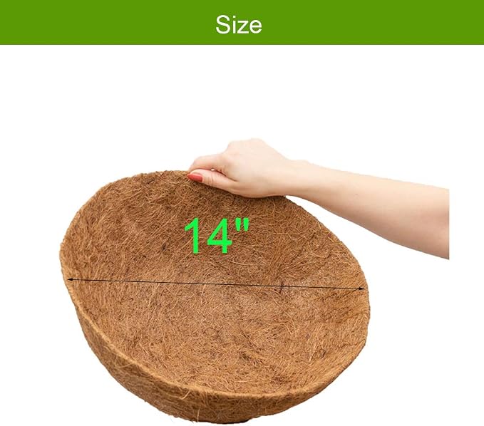 Coco Liners for Planters 14 Inch 2PCS Circle Replacement Plant Basket Liners Coco Fiber Liner for Hanging Basket