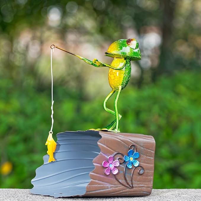 Frog Metal Gutter Downspout Extensions, Animal Gutter Downspout Decorative, Outdoor Splash Block Sculpture Garden Decor, Waterproof Gutter Guard Garden Statue Ornaments for Lawn,Yard