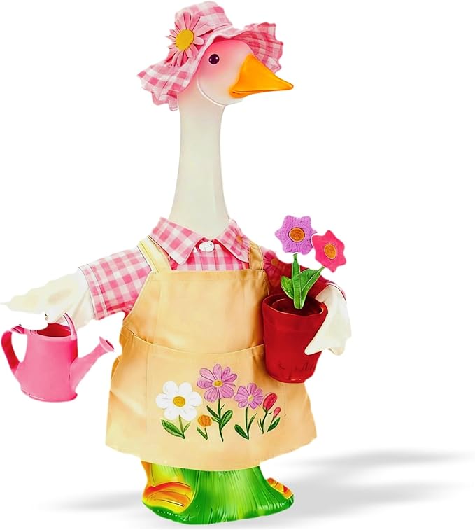 Gardener Porch Goose Outfits Spring Goose Outfit Cute Lawn Porch Goose Clothes Fits 23" Cement Plastic Goose Statue for Outdoor Garden Yard Patio Art Decor（Gardening Enthusiast）
