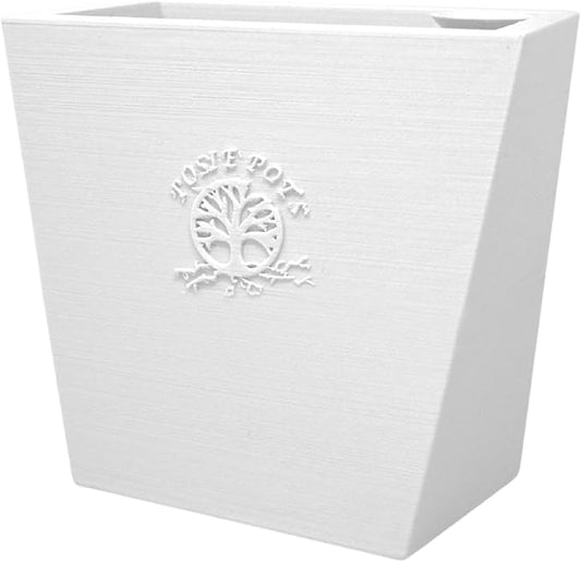 Posie Pot Medium Twisted Square - Self Watering Planter 5x5 Inch - Indoor Plant Pot with 30 Day Reservoir - 3D Printed Bioplastic - No Guilt Plant Care - Made in USA, White