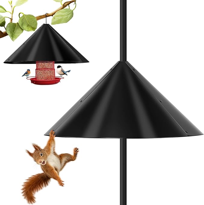 Metal Squirrel Baffle for Bird Feeder Pole, Squirrel Cone for Bird Feeder Pole, Outdoor Squirrel Guard for Bird Feeder Poles, Shepherd’s Hook, Outside Hanging Feeder, Heavy Duty, 1 Pack