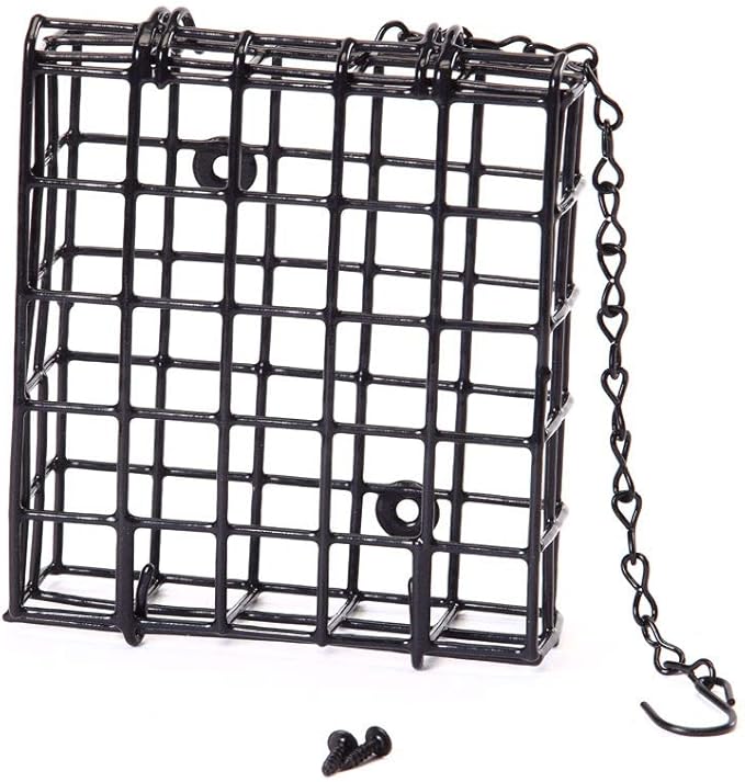 Birds Choice SUET Suet and Seed Block Cage, Suet Cage Bird Feeder, Holds 1 Suet Cake, Black