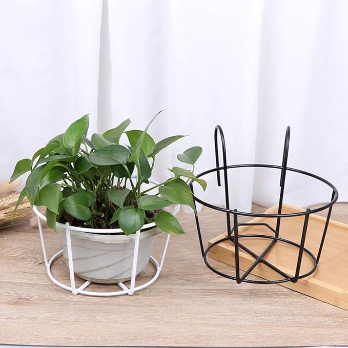 4 Pack Hanging Planters for Railings Rail Planter Hanging Baskets Flower Pot Holders Iron Plant Racks Metal Fence Planter Potted Stand Mounted Balcony Plant Baskets Container,Garden Steel Pots