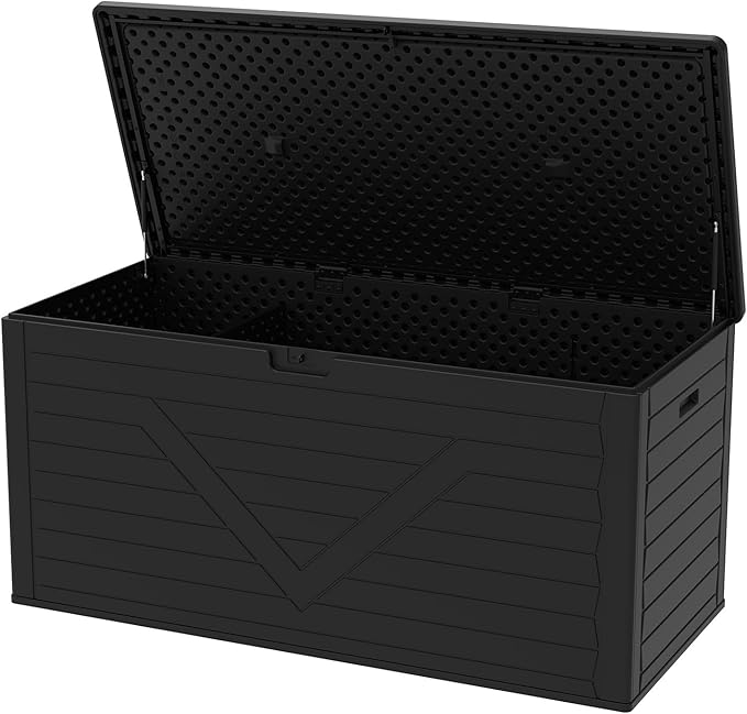 Outdoor Storage Box,260 Gallon Deck Box Outdoor Storage Bench Outside Waterproof Resin Storage Bench, Lockable Patio Cushions, Garden Tools Storage For Furniture, UV Resistant