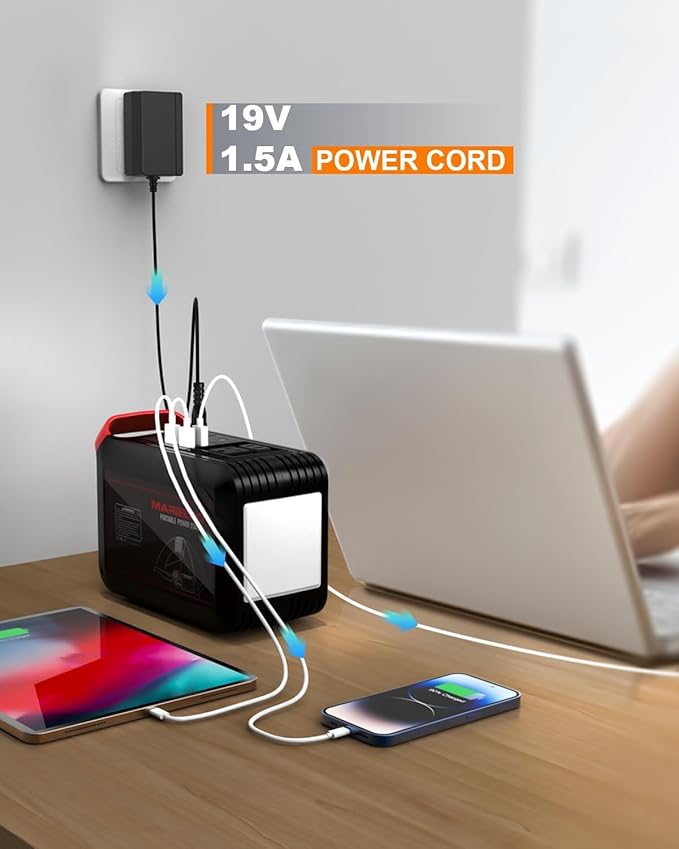 19V Portable Power Supply Charger for Marbero M82 M82MAX M822 M822MAX M87 M88 M168 Portable Power Station Solar Generator Battery 19V 1.5A Wall Adapter Charger
