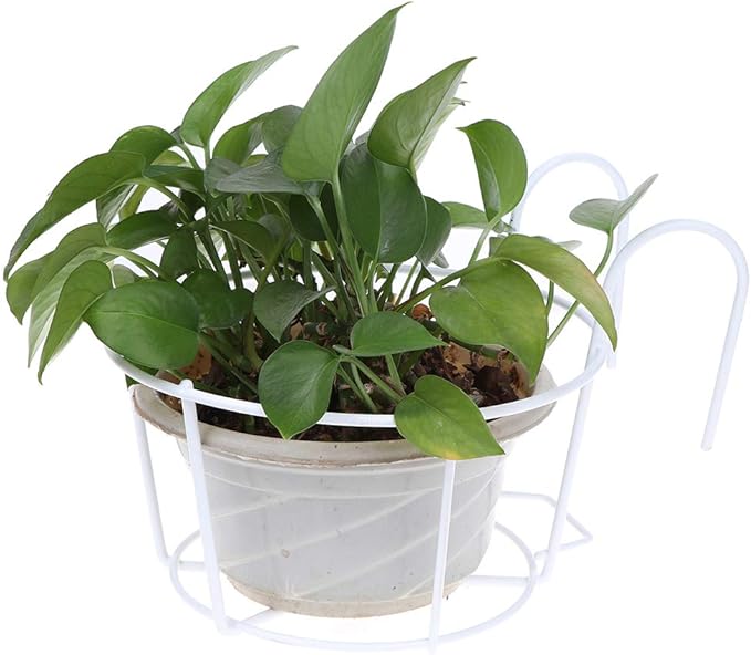 Hanging Railing Planters Baskets Balcony Flower Pot Holders Plant Iron Racks Fence Metal Potted Stand Mounted Balcony Round Plant Baskets Shelf Container Box for Indoor&Outdoor Use,Garden Steel Pots