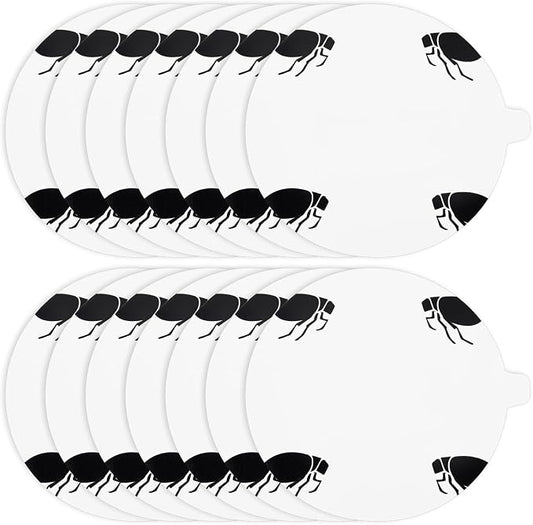Flea Trap for Inside Your Home - Flea Trap Refill Discs,7.1 Inch Natural Sticky Glue Boards 14 Packs,Non-Toxic Refill Glue Pad Replacement Mat (Light White)