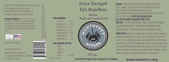 Nantucket Spider Tick Repellent Spray | 3 Pack (2 oz Each) | DEET-Free | Essential Oil Tick Repellent | Made in USA