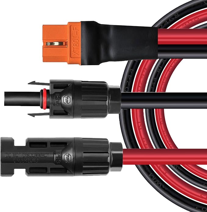 Solar to XT60i 10AWG Extension Cable XT60I-F 6mm2 Solar Cable Compatible for Portable Power Station (10AWG 5FT)