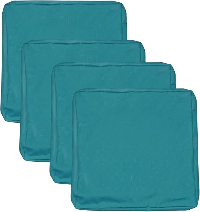 Patio Seat Cushion Covers,Washable Slip Covers Replacement,Waterproof Outdoor Furniture Chair Cushion Pillow Seat Cover for Couch,Garden,Sofa,Teal,24"×24"×4"(4 Covers Only)