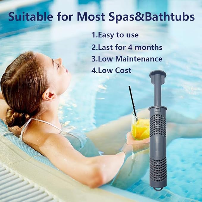 Hot Tub Silver Ion Cartridge for Hot Springs Spa- Hot Tub Silver Ion Cartridge Keeps Spa Water Crystal Clear, Spa Mineral Sticks for Hot Tub, Each Filter Last 4 Months (4-Pack, Grey)