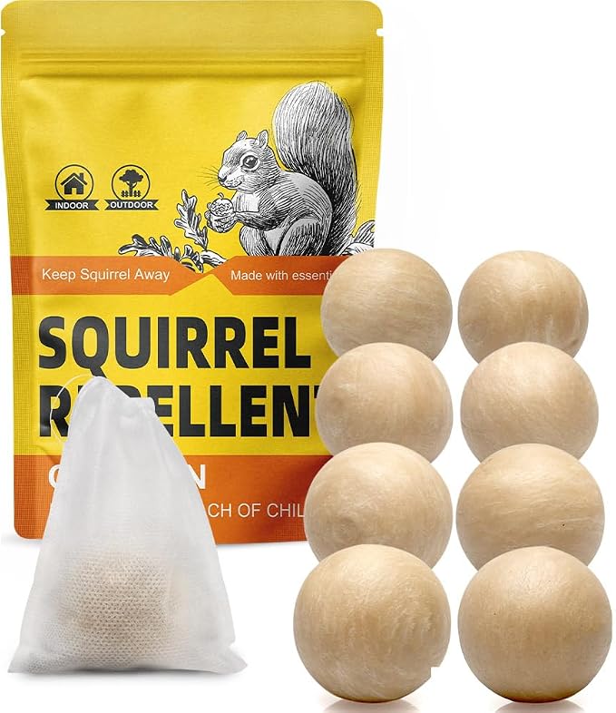 Squirrel Repellent Outdoor, Squirrel Deterrent for Garden, Chipmunk Repellent Outdoor, Squirrel Away, Squirrel Repellent for Attic/Trees/Yard,People/Pet/Plant Friendly, 90 Days Protection - 8 Packs