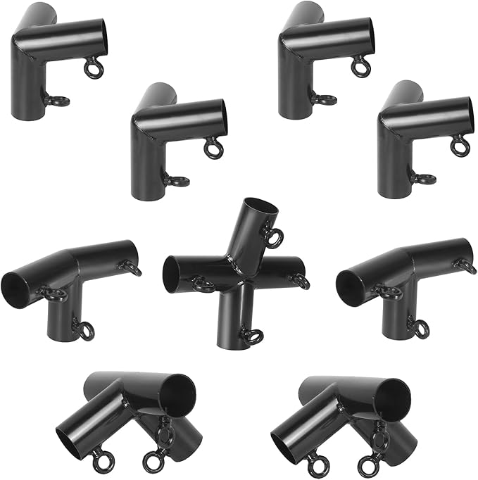 Aoneky 6-Pack 1.05 Inch Corner Canopy Connector Kit, Heavy Duty Carport Frame Fittings for 3/4 Inch EMT Pipe, 156 Degree Peak Angle, Universal for 4 6 8 10 Leg Structures, Black (6-Legs Set)