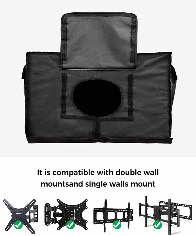 DecorLovee Blue Vintage American Flag Outdoor TV Cover 52 to 55 Inches Weatherproof & Waterproof, USA Flag Outdoor TV Enclosure with Remote Control Pocket, Retro TV Screen Protectors for Outside TV