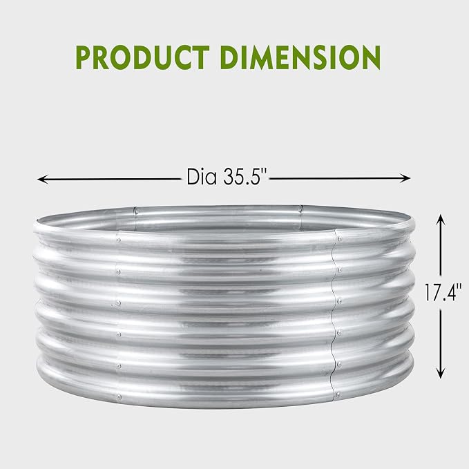FORTUNO 36 Inch Round Galvanized Metal Fire Pit Ring, Bonfire Fire Ring, 17 Inch High, Durable for Outdoor Fire Pits, Patios and Camping, Silver