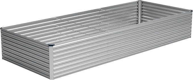 Vengarus 12x4x2F Galvanized Raised Garden Bed Kit, Deep Root Planter Box Outdoor Large Planter Raised Beds for Planting Flowers,Vegetables and Herbs-Silver